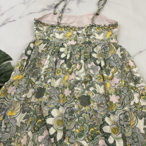 Liberty of London Target Girls Sundress Size XL Green Yellow Floral Pockets - Picture 11 of 12